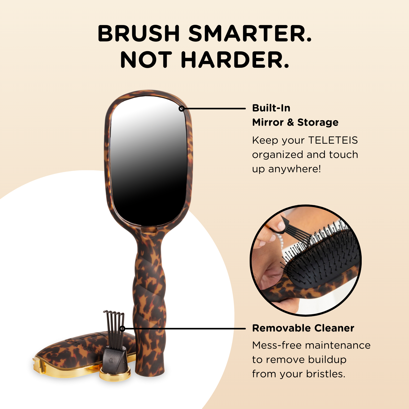 Teleties Detangler Hair Brush for Thick Hair - Tortoise