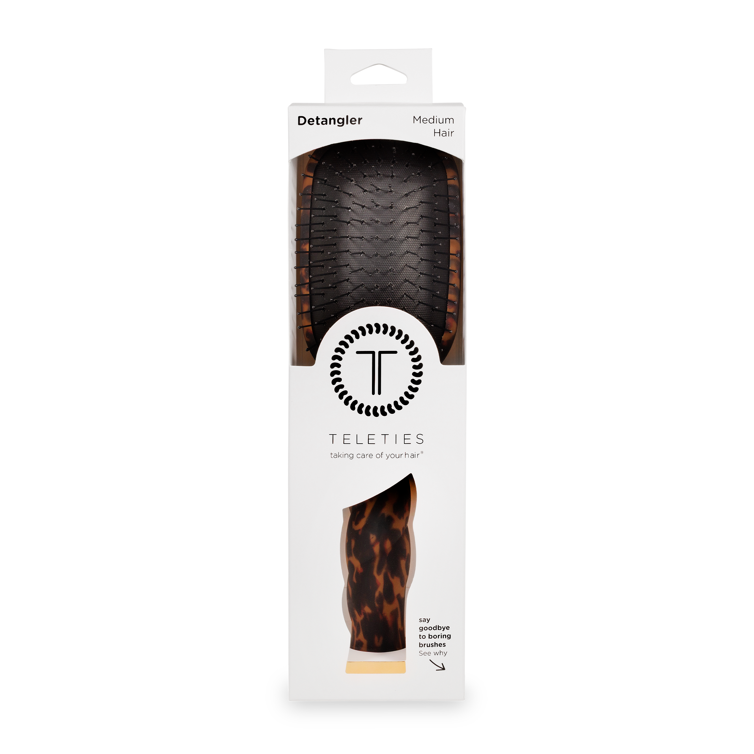 Teleties Detangler Hair Brush for Medium Hair - Tortoise