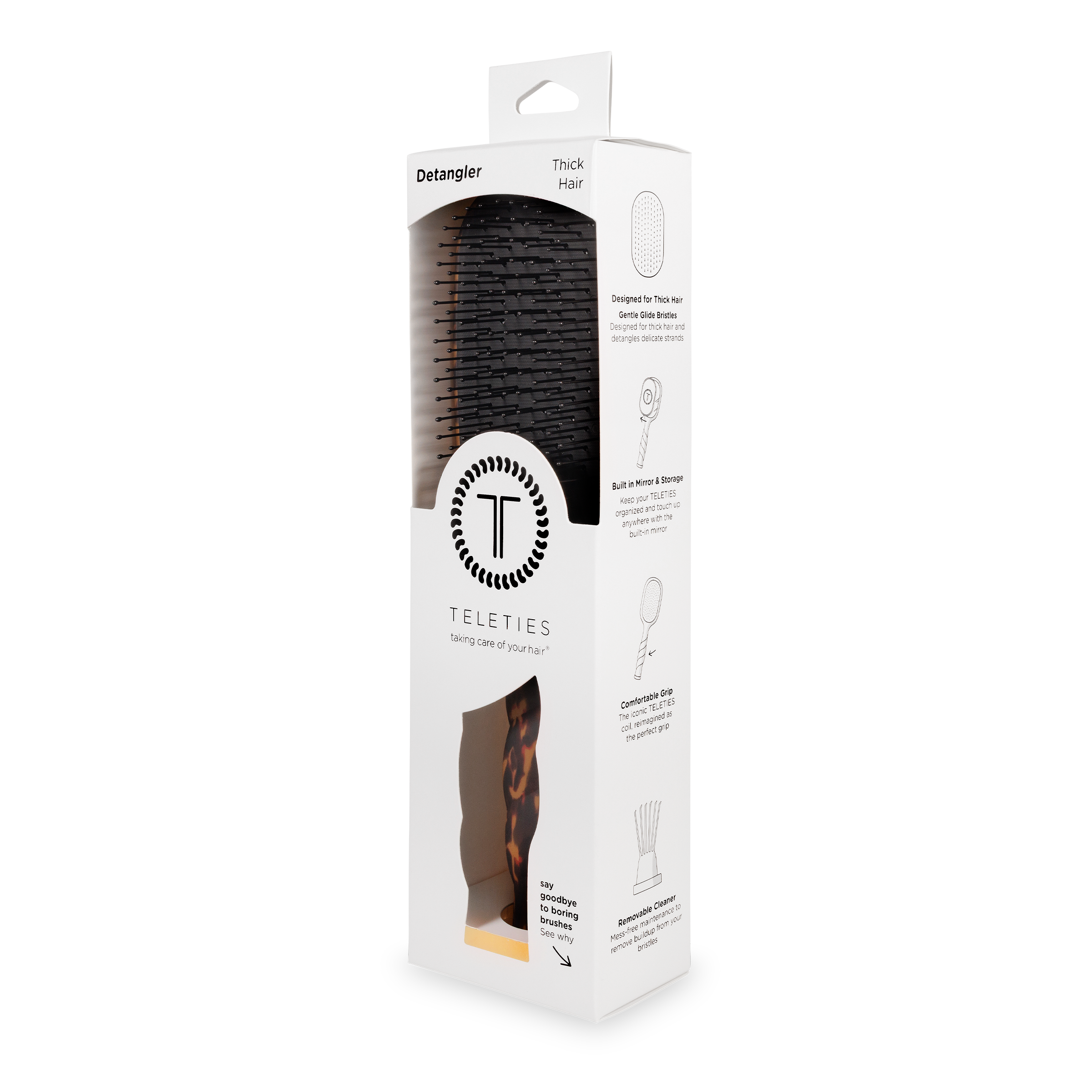 Teleties Detangler Hair Brush for Thick Hair - Tortoise