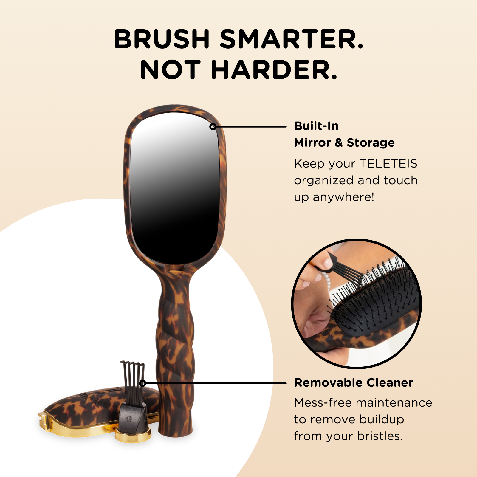 Teleties Detangler Hair Brush for Fine Hair - Tortoise