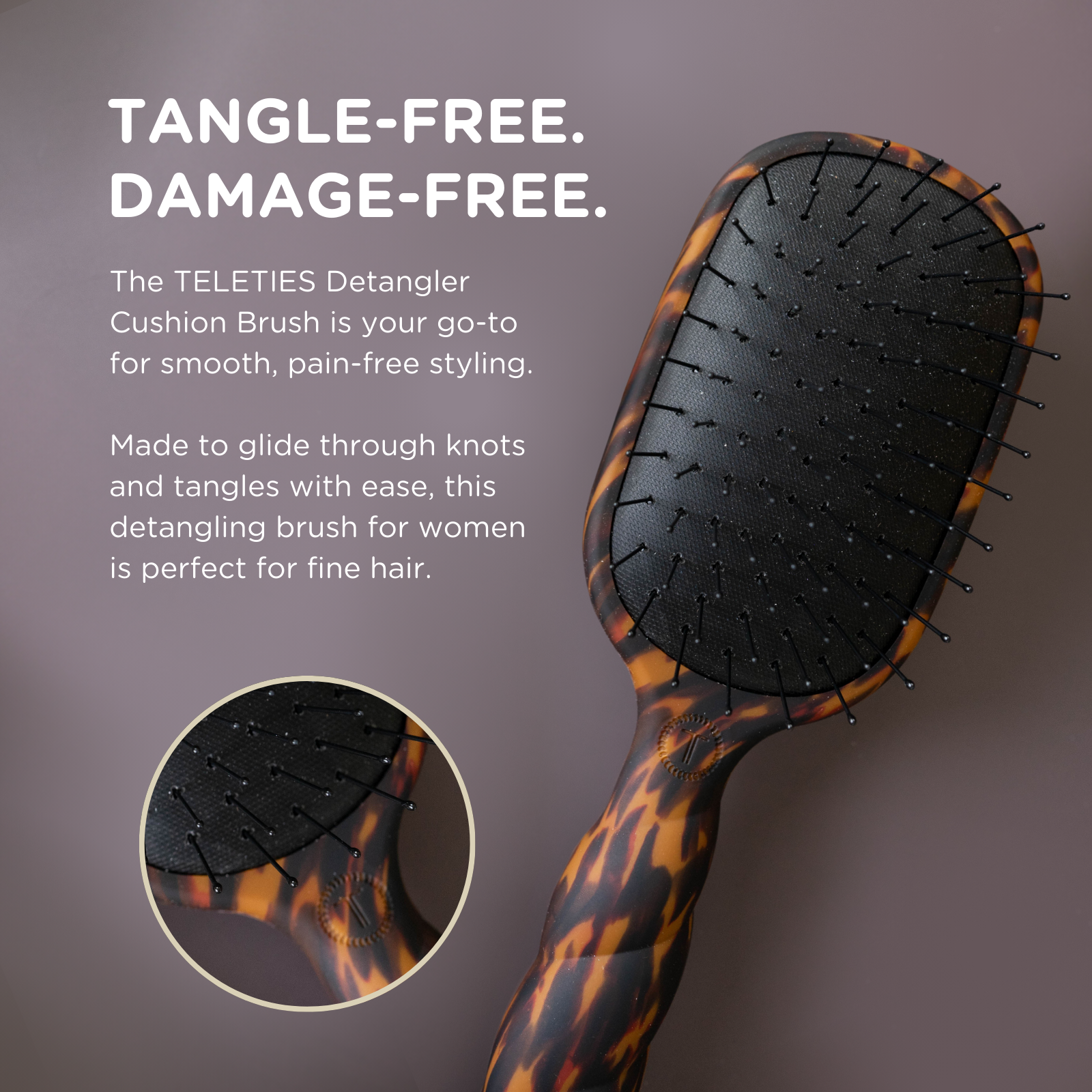 Teleties Detangler Hair Brush for Fine Hair - Tortoise