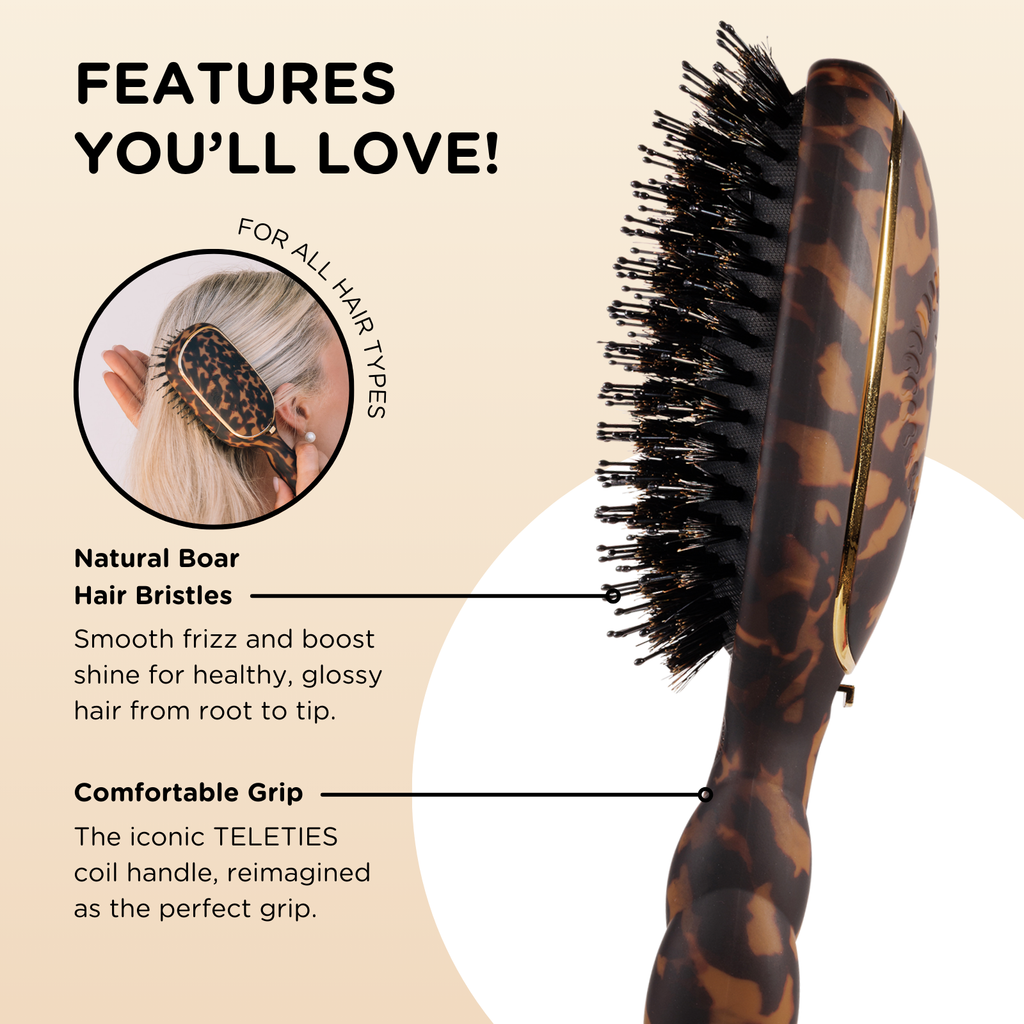 Teleties Boar Brush | Full Size | Tortoise
