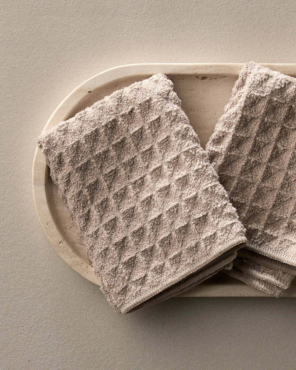 Geometry Taupe Waffle Washcloth Set