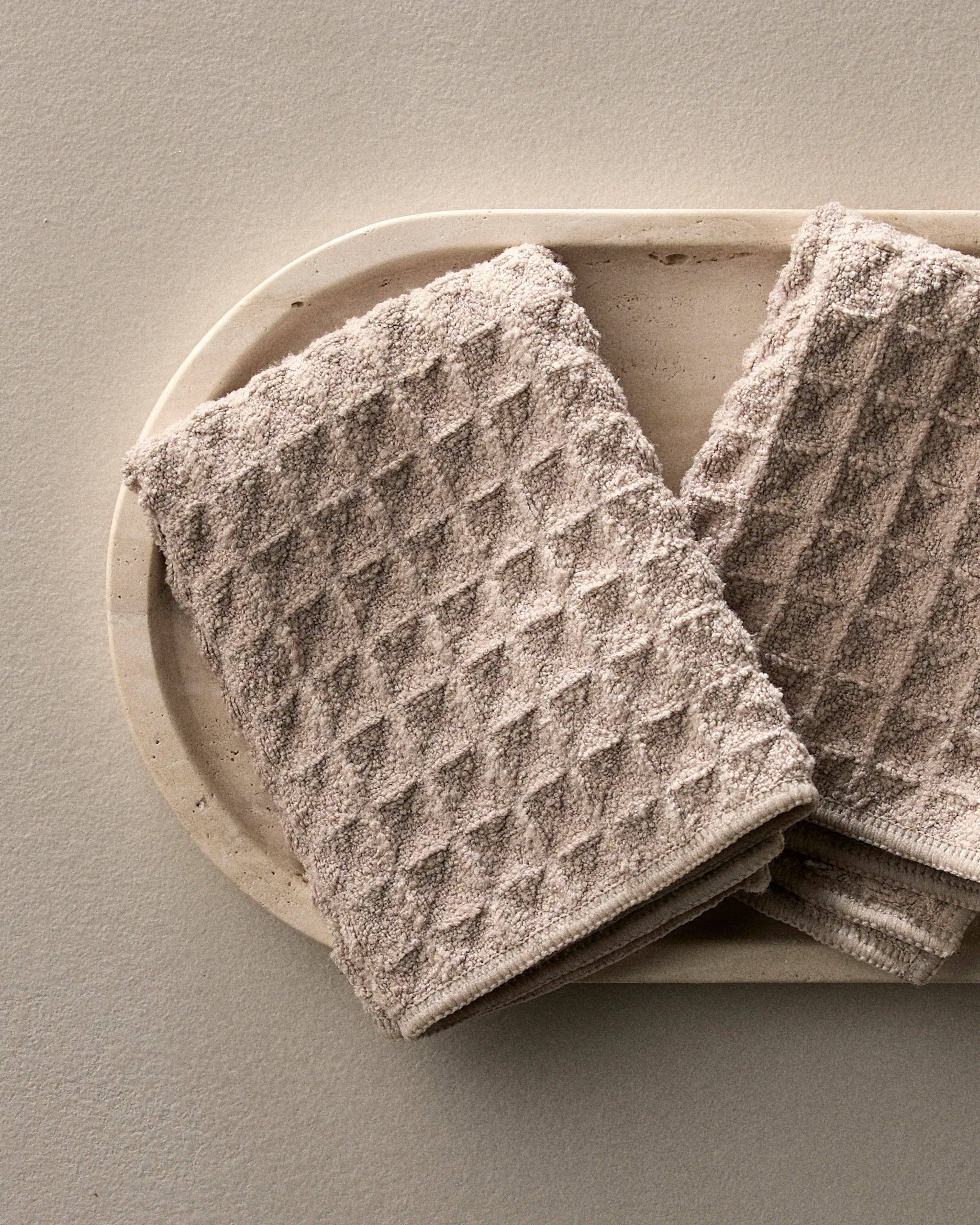 Geometry Taupe Waffle Washcloth Set