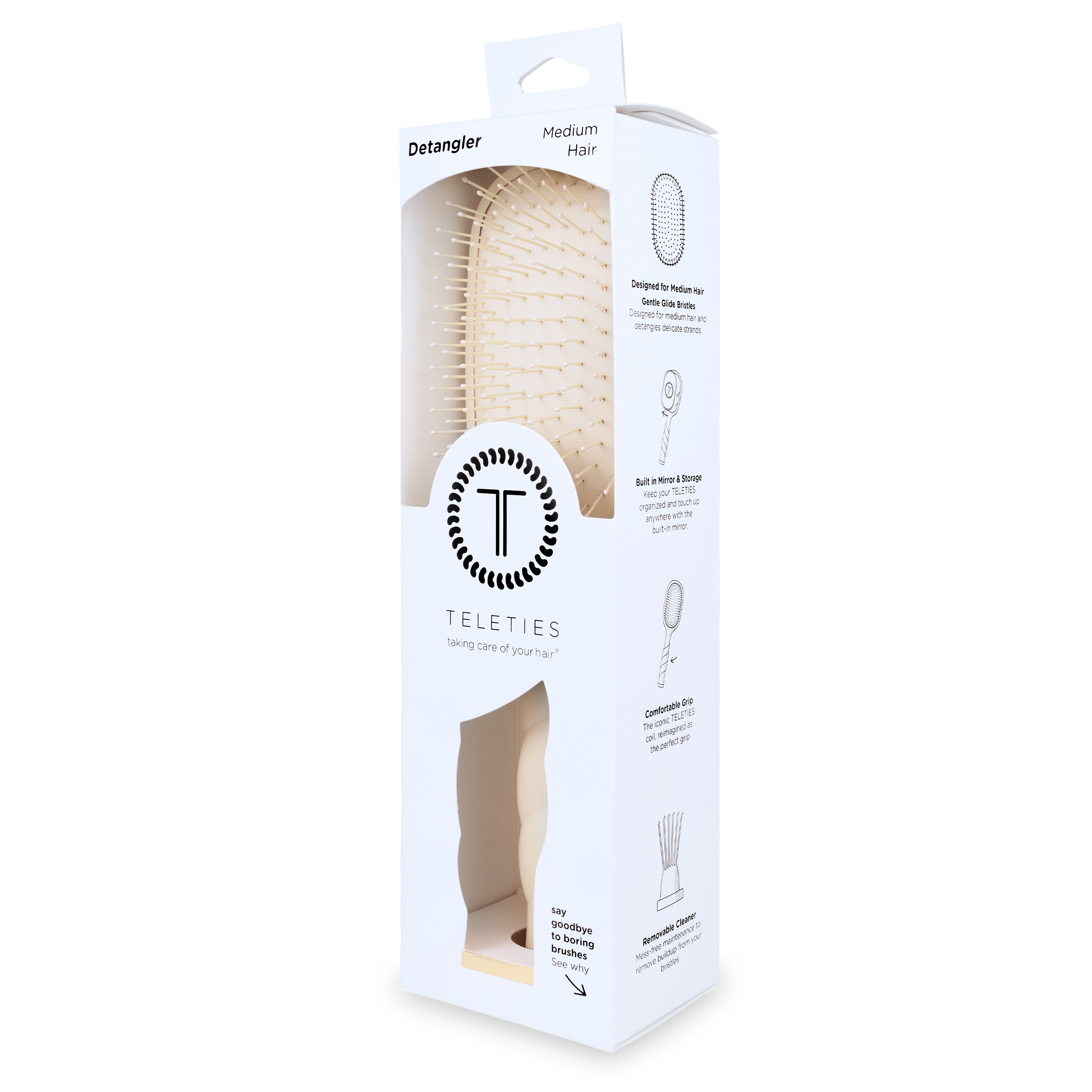 Teleties Detangler Hair Brush for Medium Hair - Tan