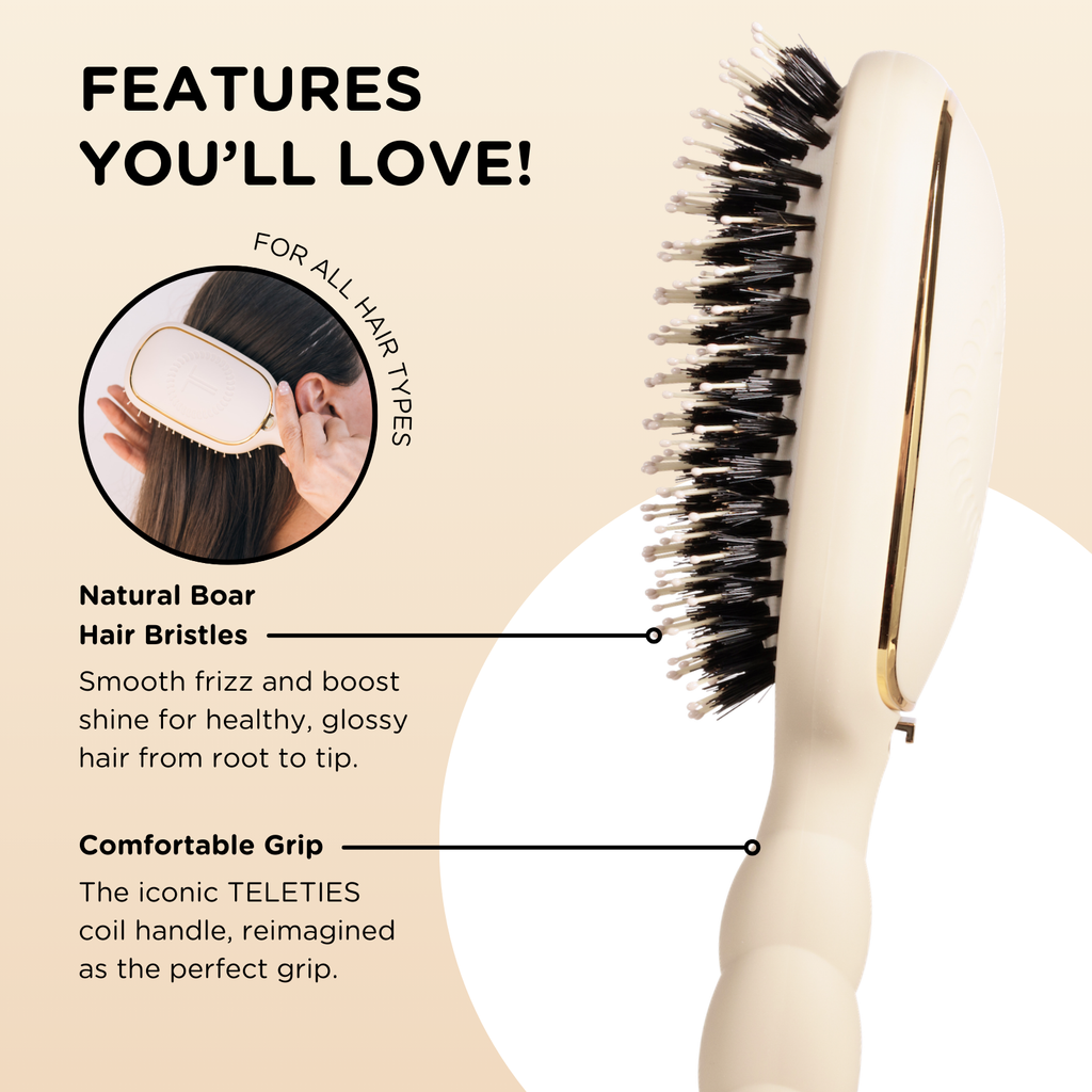 Teleties Boar Bristle Hair Brush | Tan