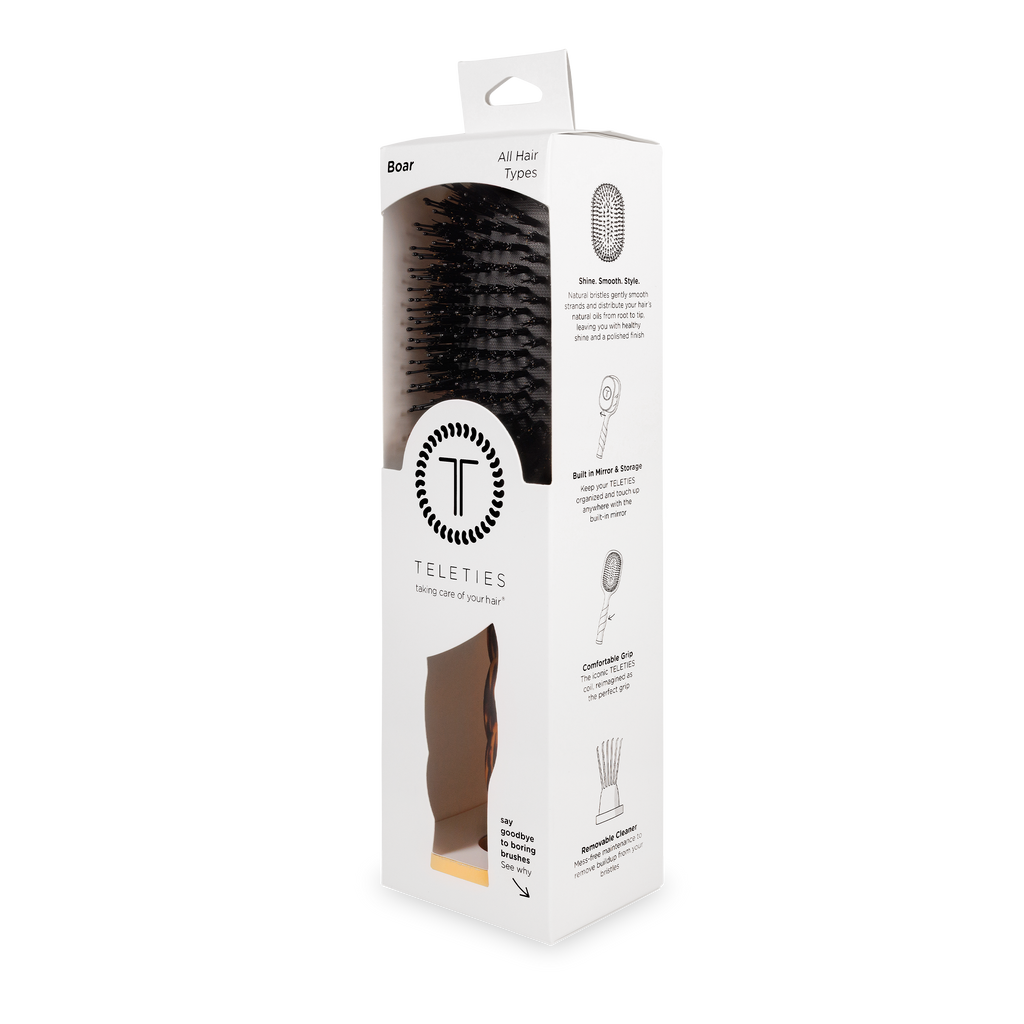 Teleties Boar Brush | Full Size | Tortoise