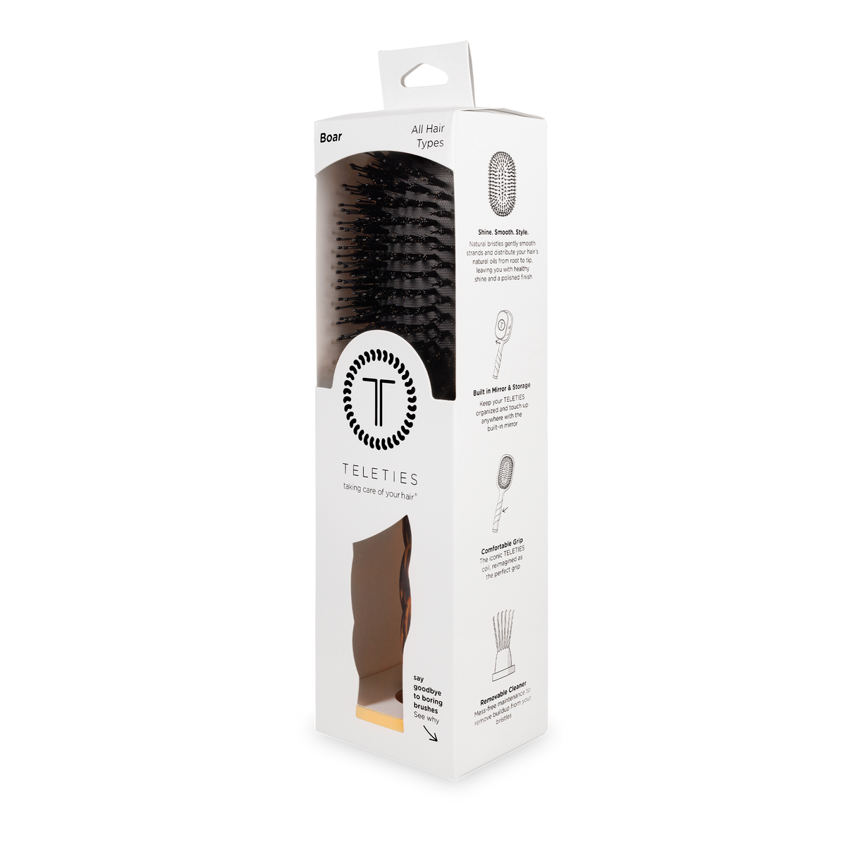 Teleties Boar Brush | Full Size | Tortoise