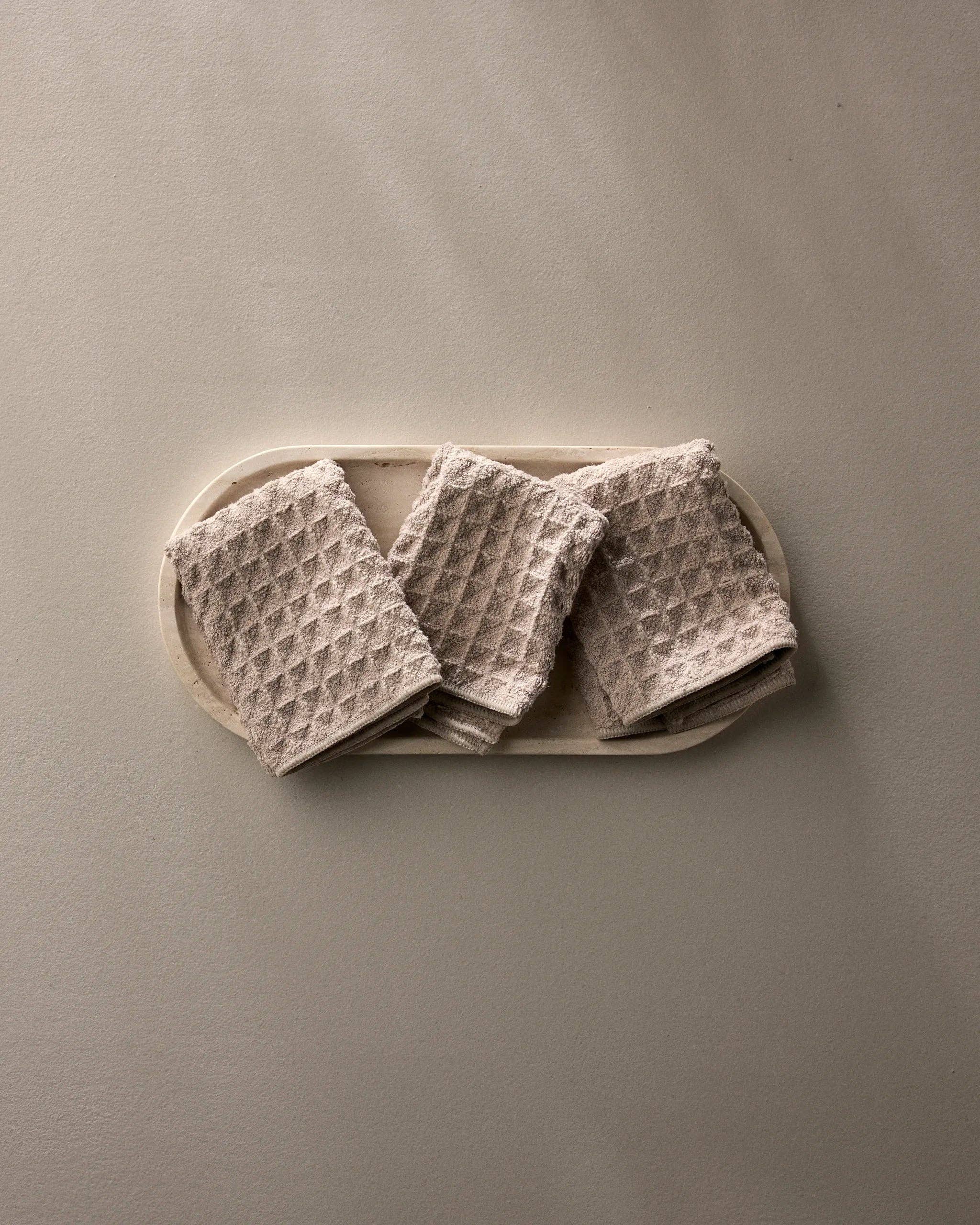 Geometry Taupe Waffle Washcloth Set