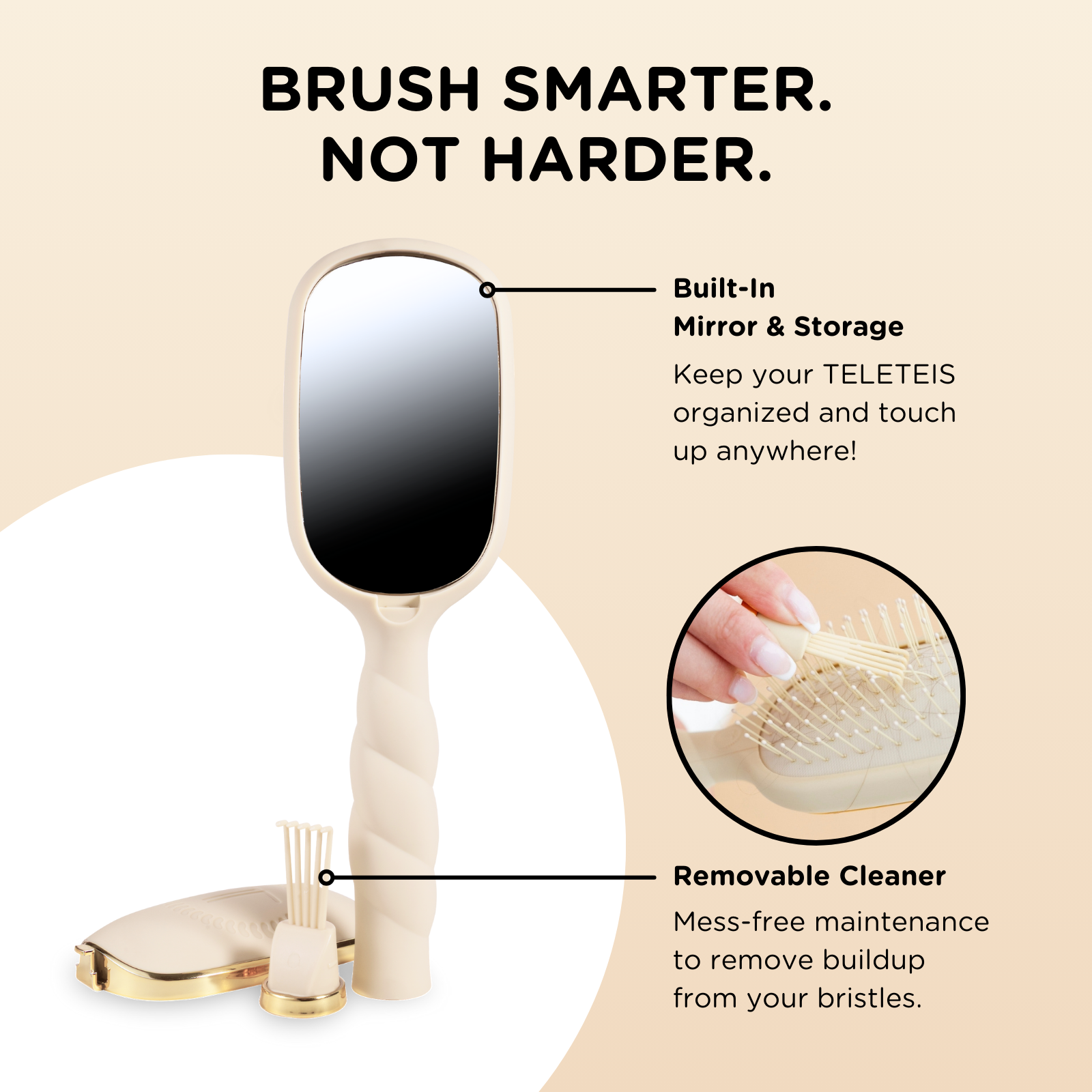 Teleties Detangler Hair Brush for Medium Hair - Tan