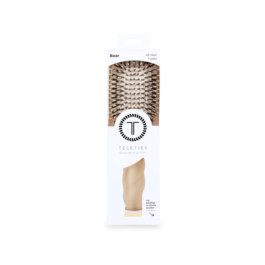 Teleties Boar Bristle Hair Brush | Tan