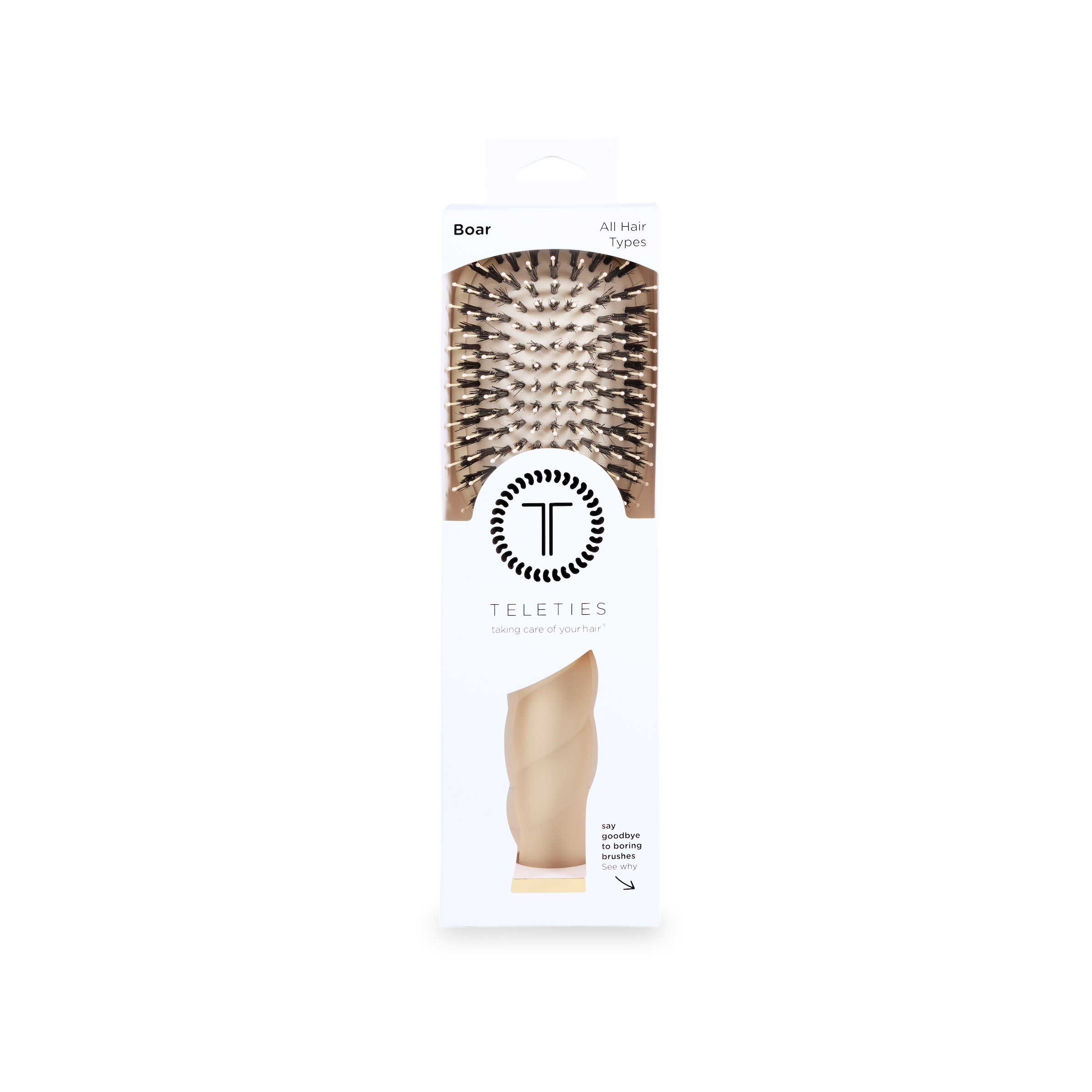 Teleties Boar Bristle Hair Brush | Tan
