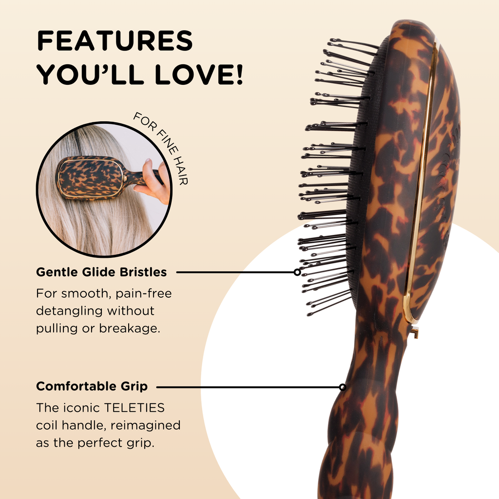 Teleties Detangler Hair Brush for Fine Hair - Tortoise