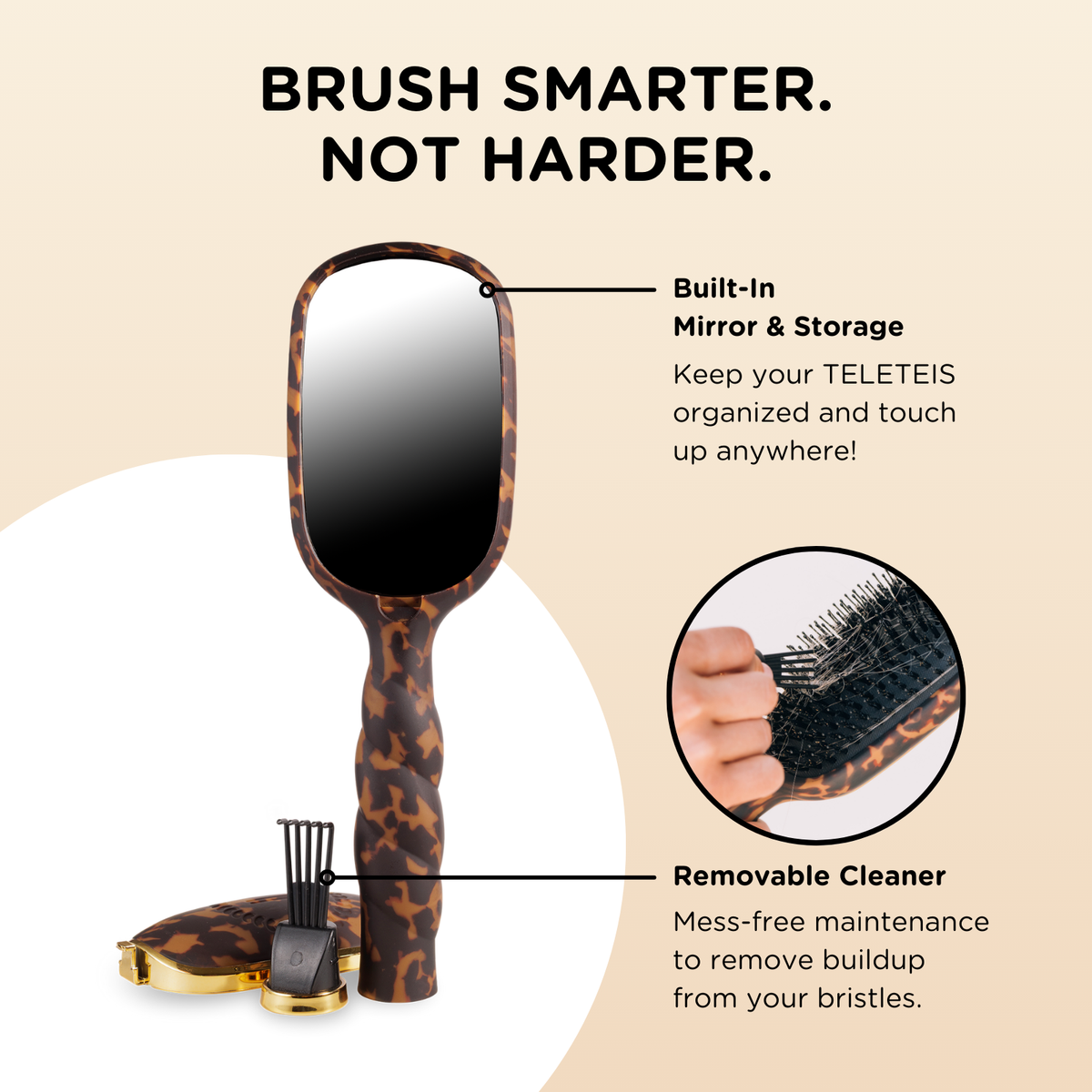 Teleties Boar Brush | Full Size | Tortoise