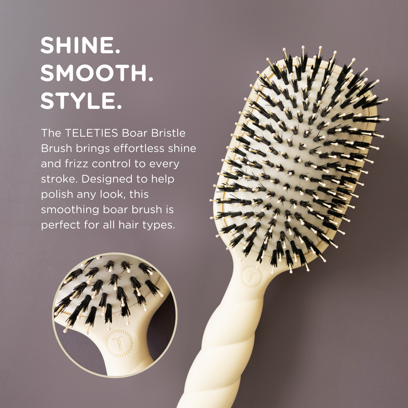 Teleties Boar Bristle Hair Brush | Tan
